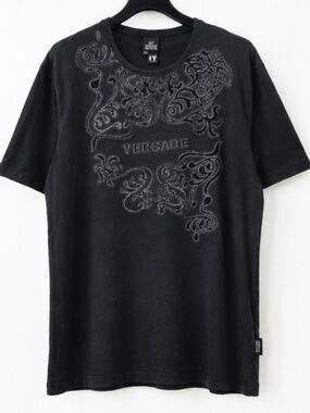 Versace Jeans Couture Men XXL Black Medusa Baroque Graphic T-Shirt Made In Italy